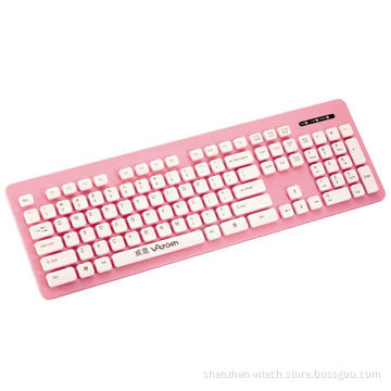 USB port washable keyboard, fashion and practical design, pink, purple, blue, gray colors